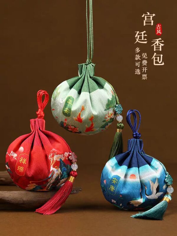 古风长绳随身印花包香囊 - 图片 2
