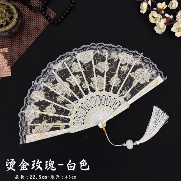 中式烫金流苏折叠扇子 - 图片 5